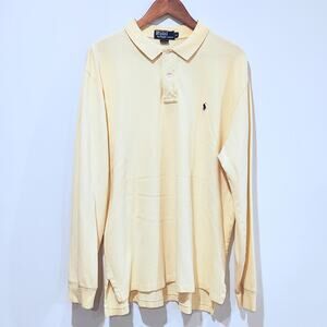 Polo By Ralph Lauren Mens Butter Yellow Long Sleeve Polo Shirt Size XL Old Money